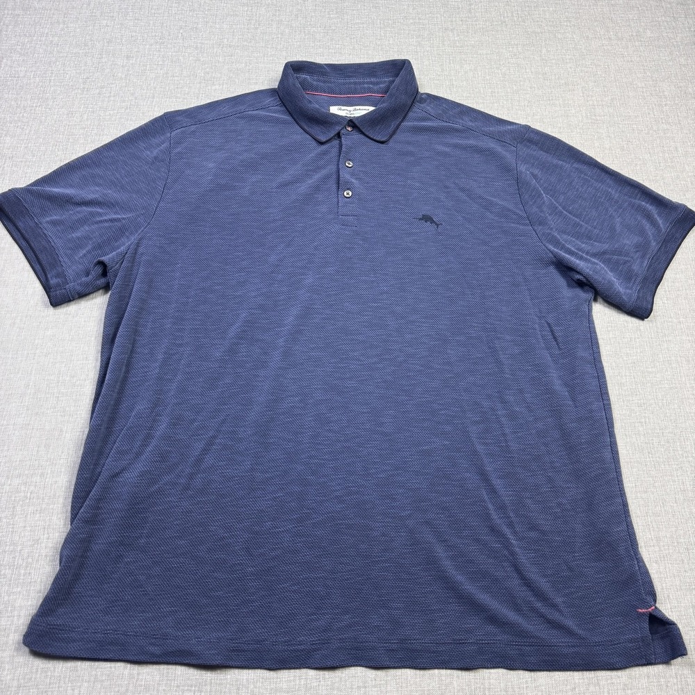 Tommy Bahama Polo Shirt Mens XL Blue Short Sleeve Modal Polyester Performance - Picture 6 of 11